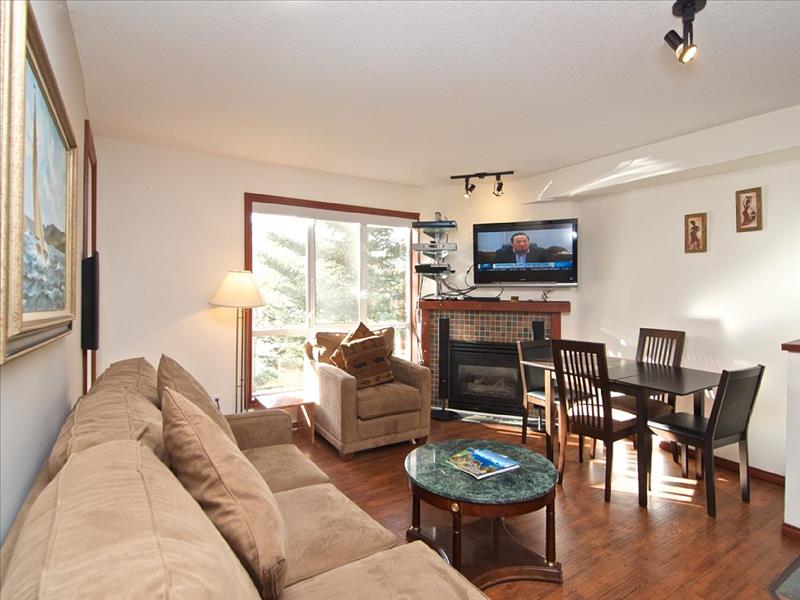Whistler Accommodations - Bright living room with fireplace - Rentals By Owner