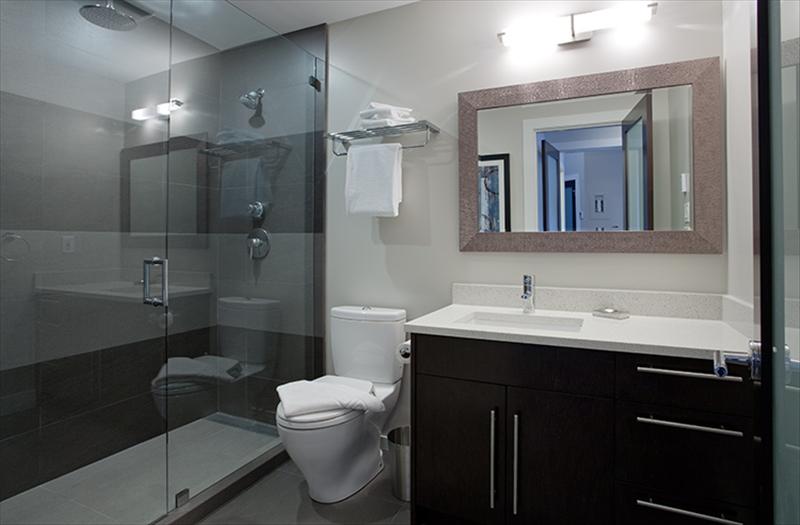 Whistler Accommodations -  New full bathroom with heated floors, stone counters and shower. This bathroom is located off the m - Rentals By Owner