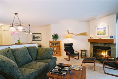 Whistler Accommodations - Gables Living Room witt Fireplace - Rentals By Owner