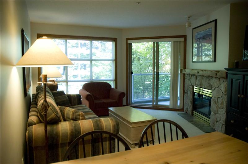 Whistler Accommodations - Aspens Living Room with Fireplace - Rentals By Owner