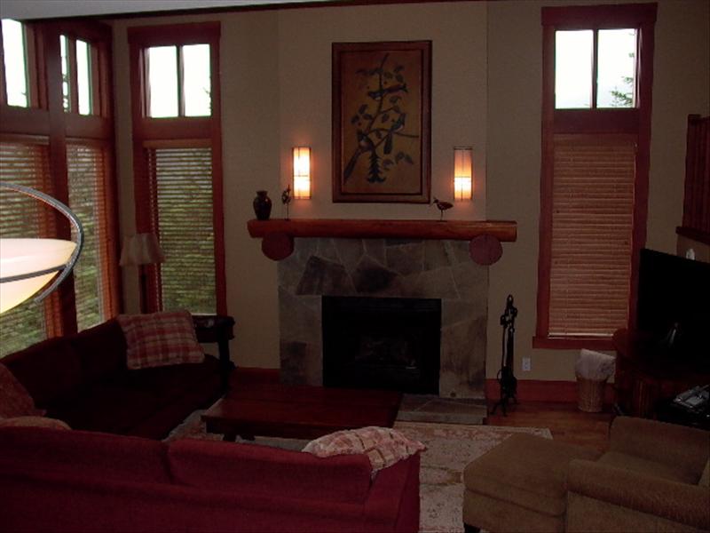 Whistler Accommodations - Taluswood Living Room with Fireplace - Rentals By Owner