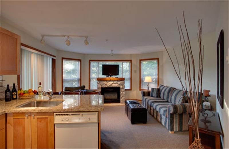 Whistler Accommodations - Spacious living with flat screeen TV and fireplace  - Rentals By Owner